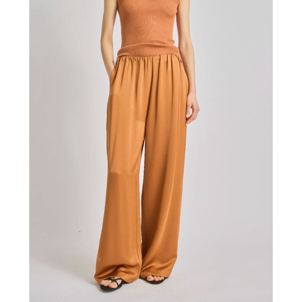SAINT ART Paige Satin Wide Leg Pant Pecan X-Small NEW NWT